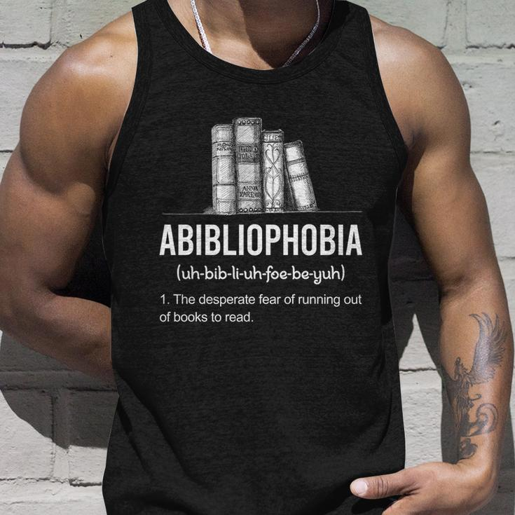 Funny Book Lover Library Tee Abibliophobia Definition Gift Unisex Tank Top Gifts for Him