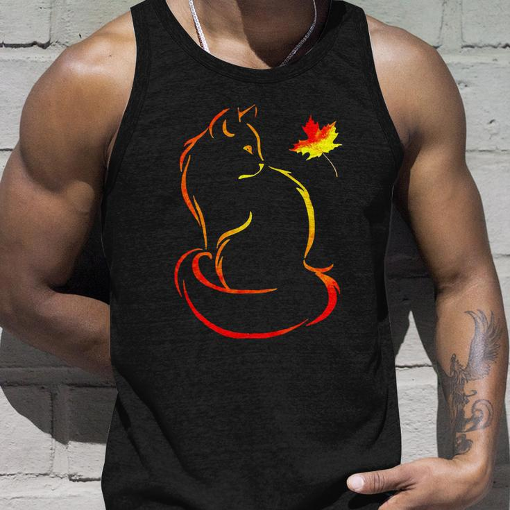 Funny Cat Leaf Fall Hello Autumn For Cute Kitten Graphic Design Printed Casual Daily Basic Unisex Tank Top Gifts for Him
