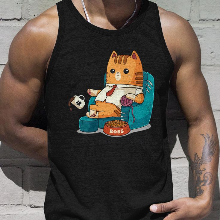 Funny Cat Meme Dogs Have Masters Cats Have Staff Cat Lover Gift Unisex Tank Top Gifts for Him