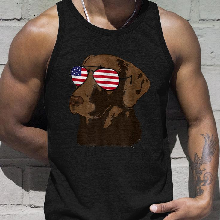Funny Chocolate Lab American Flag Dog 4Th Of July Unisex Tank Top Gifts for Him