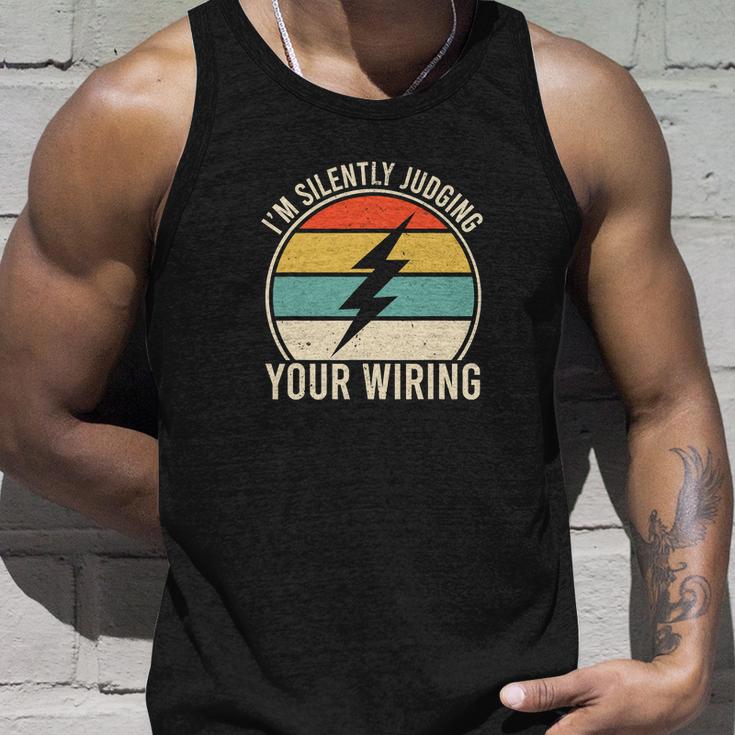 Funny Electrician Lineman Im Silently Judging Your Wiring Unisex Tank Top Gifts for Him