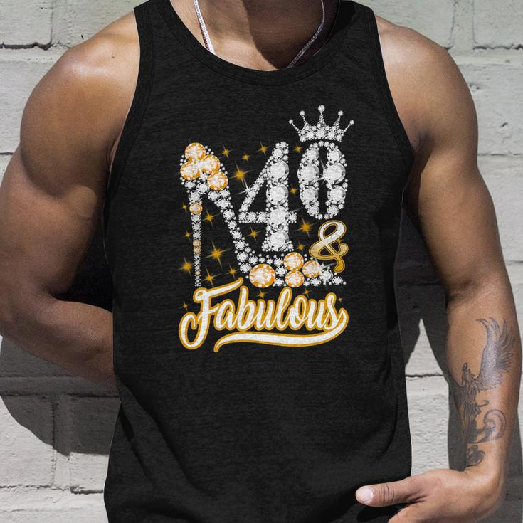 Funny Gift 40 Fabulous 40 Years Gift 40Th Birthday Diamond Crown Shoes Gift Unisex Tank Top Gifts for Him