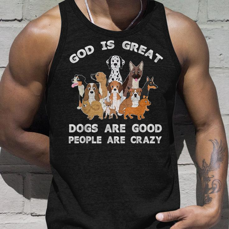 Funny God Is Great Dogs Are Good And People Are Crazy Men Women Tank Top Graphic Print Unisex Gifts for Him