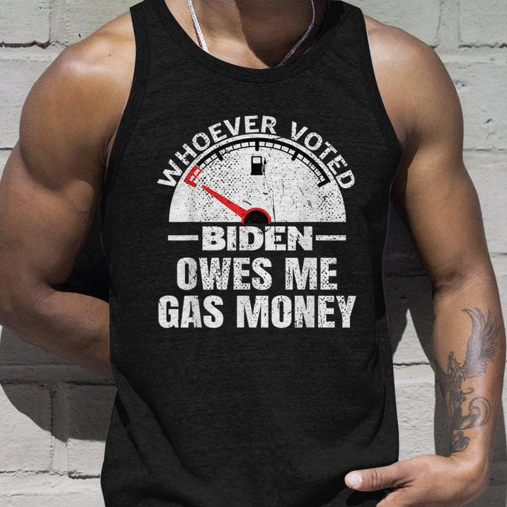 Funny Political Humor Satire Biden Voter Owes Me Gas Money Unisex Tank Top Gifts for Him