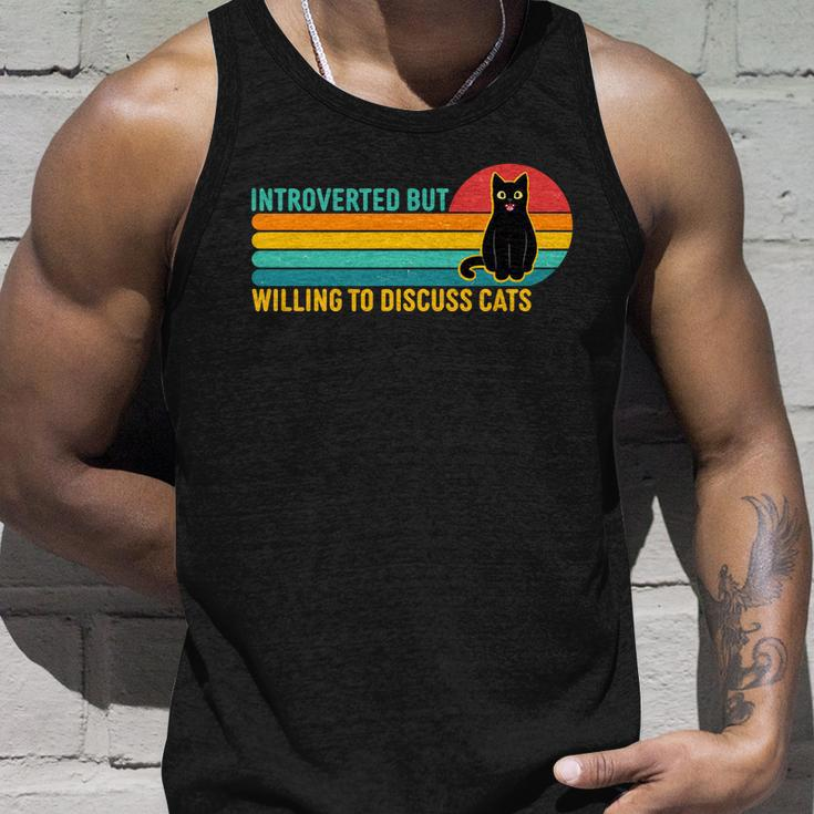 Funny Retro Cat Introverted But Willing To Discuss Cats Tshirt Unisex Tank Top Gifts for Him