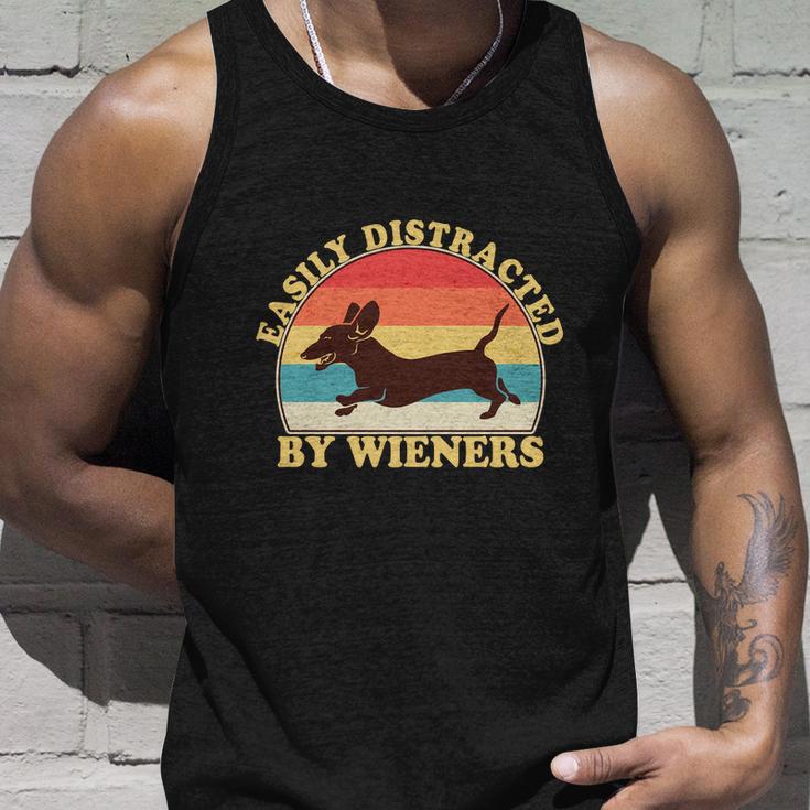 Funny Retro Easily Distracted By Wieners Dachshund Fan Unisex Tank Top Gifts for Him