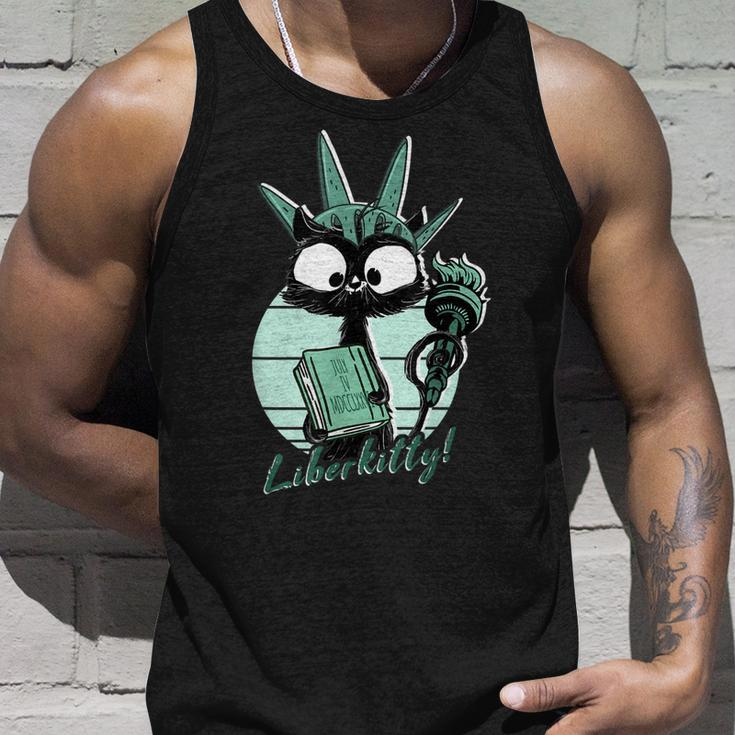 Funny Statue Of Liberty Cat | Liberkitty 4Th July Black Cat Unisex Tank Top Gifts for Him