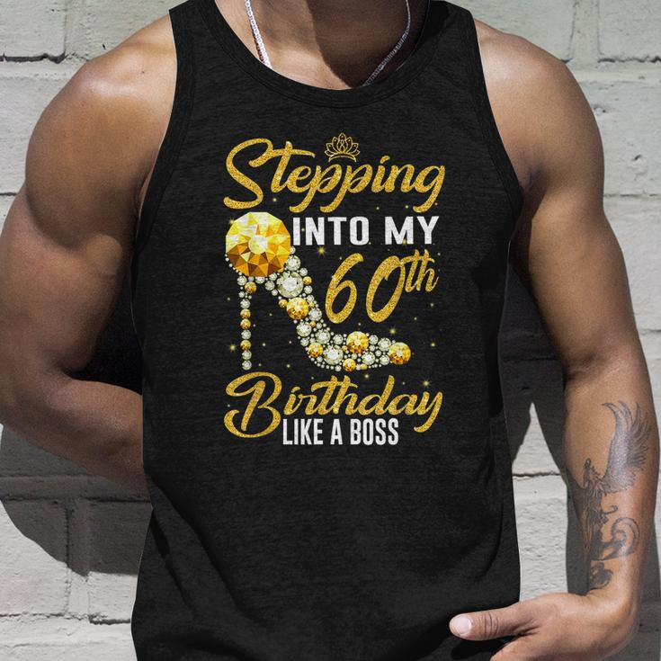 Funny Stepping Into My 60Th Birthday Gift Like A Boss Diamond Shoes Gift Unisex Tank Top Gifts for Him