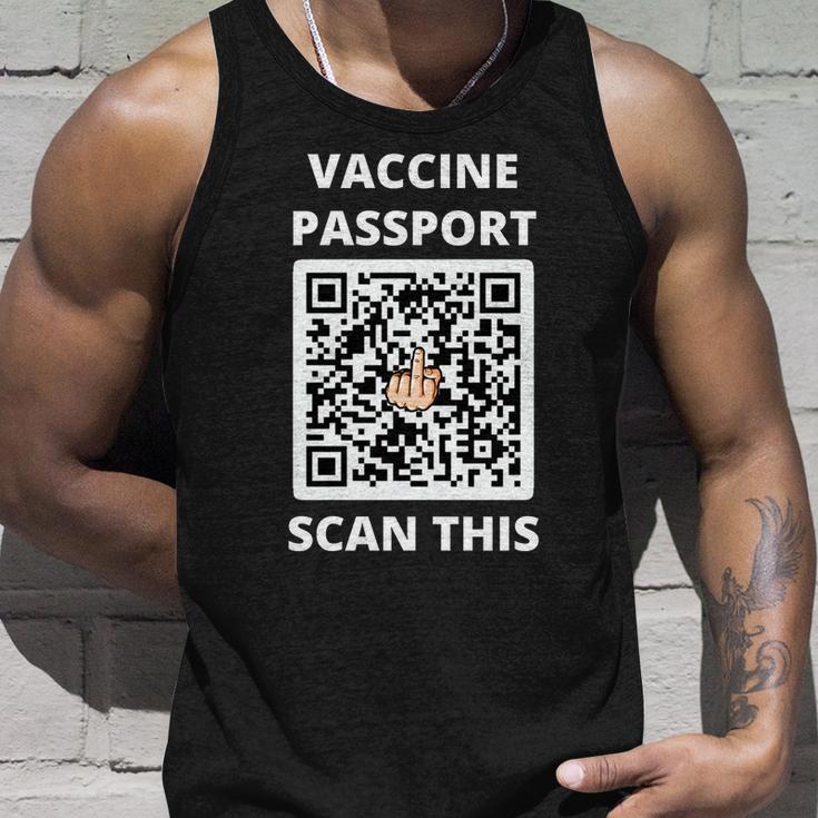 Funny Vaccine Passport Scan This Middle Finger Unisex Tank Top Gifts for Him