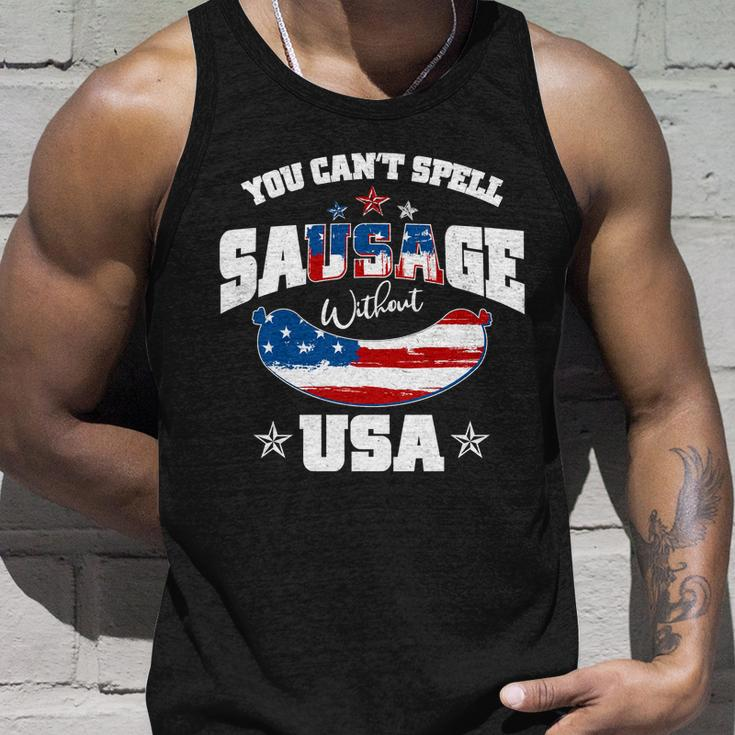 Funny You Cant Spell Sausage Without Usa Tshirt Unisex Tank Top Gifts for Him