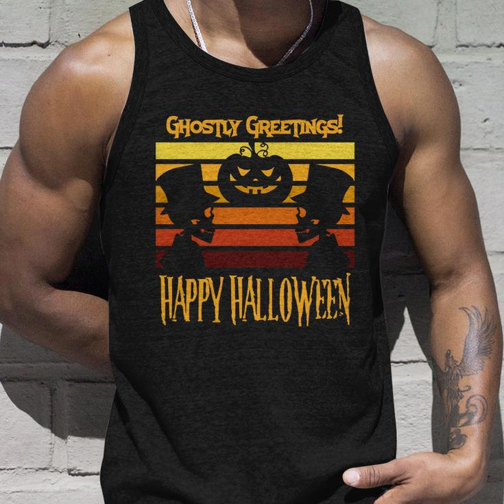 Ghostly Greetings Happy Halloween Funny Halloween Quote Unisex Tank Top Gifts for Him