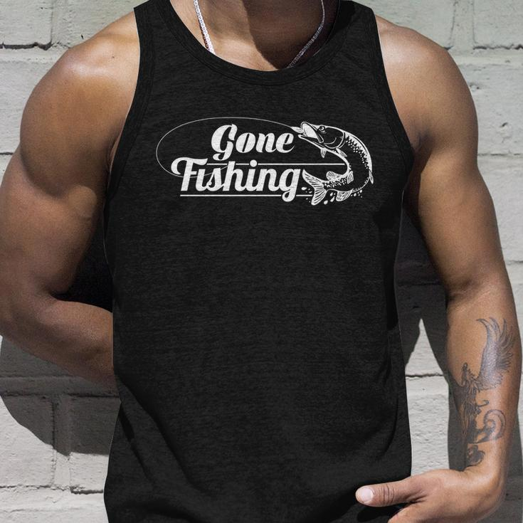 Gone Fishing Logo Tshirt Unisex Tank Top Gifts for Him