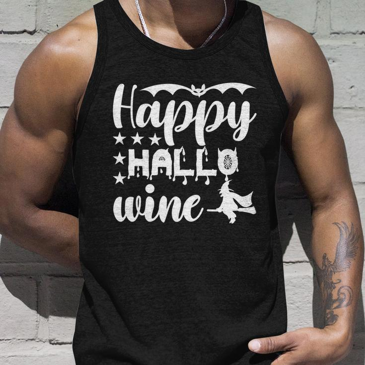 Happy Hallo Wine Cat Halloween Quote Unisex Tank Top Gifts for Him