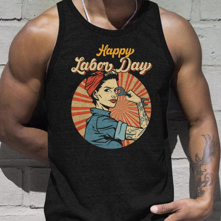 Happy Labor Day Gift Girl Strong Worker Movement Employer Funny Gift Unisex Tank Top Gifts for Him