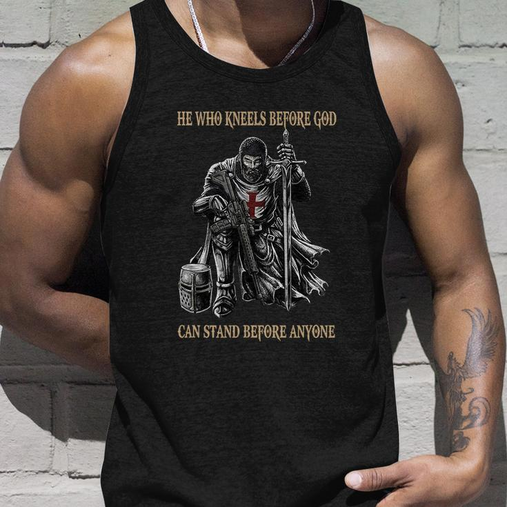 He Who Kneels Before God Can Stand Before Anyone Unisex Tank Top Gifts for Him