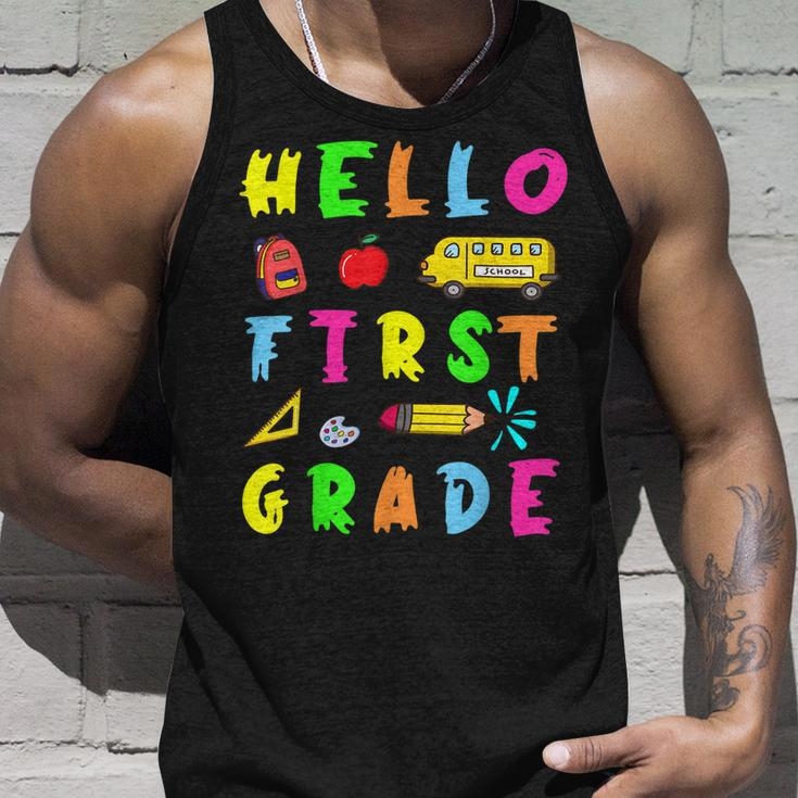 Hello Miss First Grade Back To School Teachers Kida Unisex Tank Top Gifts for Him