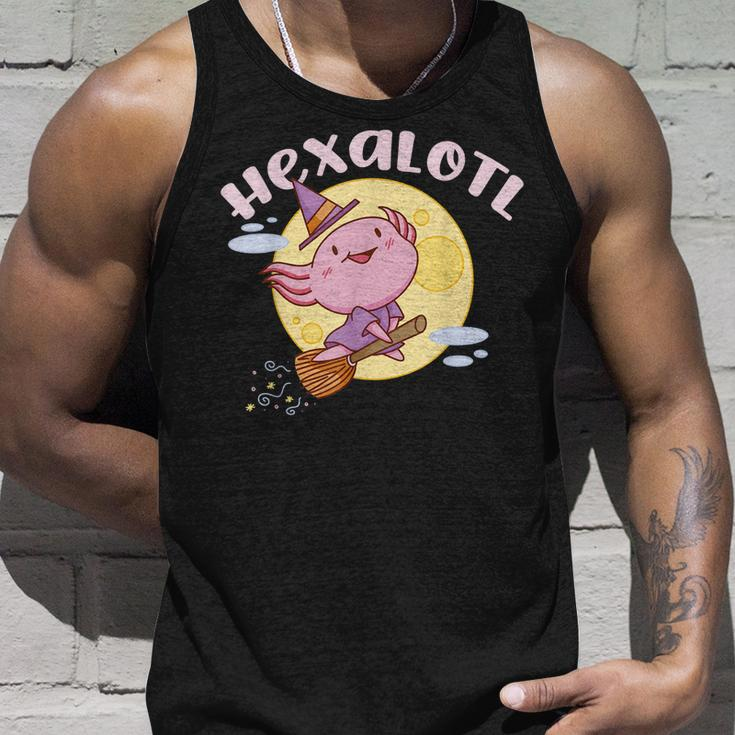 Hexalotl Funny Axolotl Witch Halloween Kawaii Meme Unisex Tank Top Gifts for Him