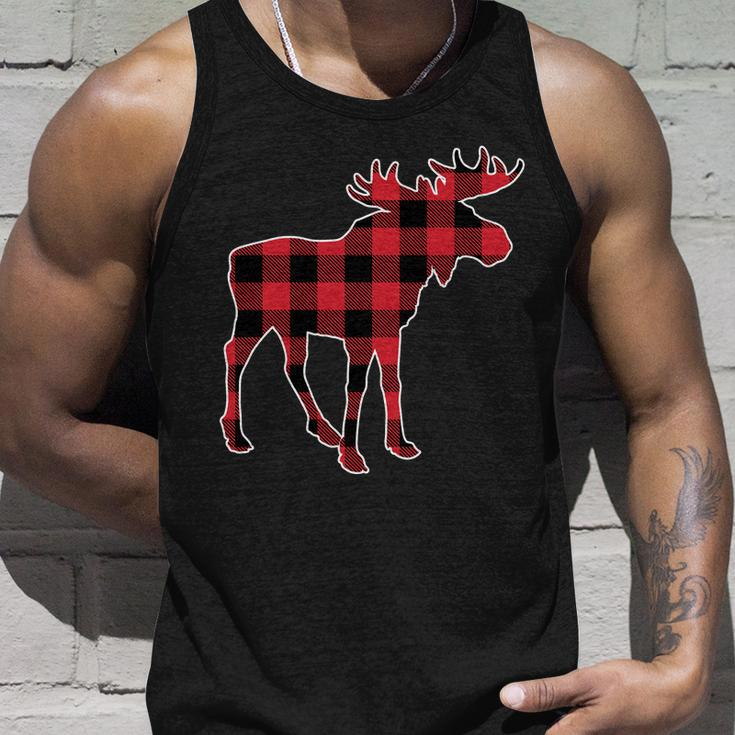 Holiday Plaid Moose Unisex Tank Top Gifts for Him