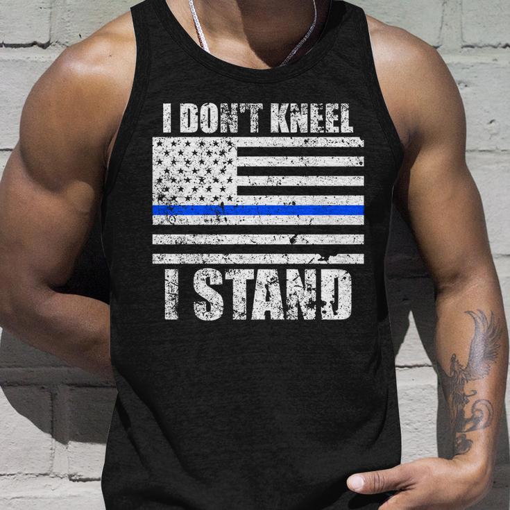 I Dont Kneel I Stand Usa Blue Line Flag Unisex Tank Top Gifts for Him