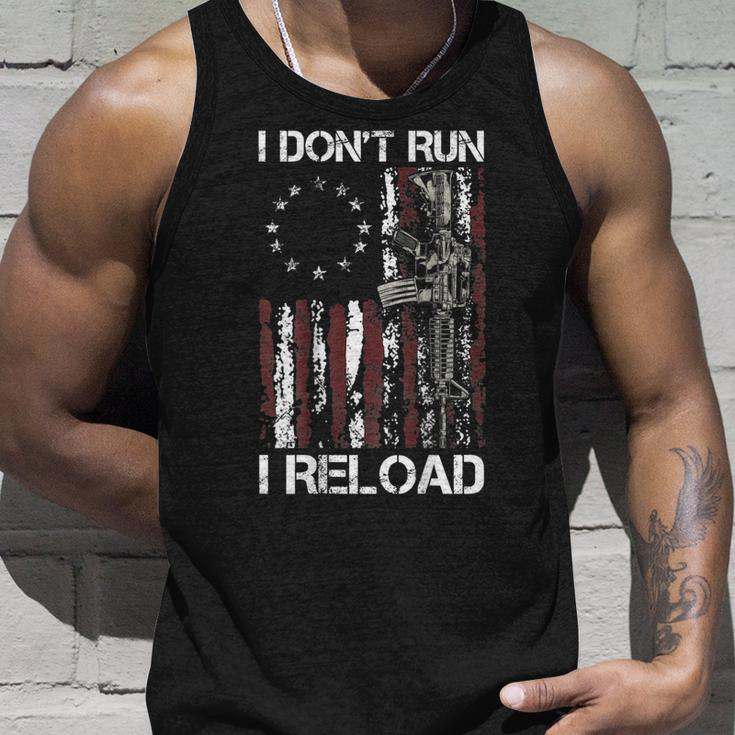 I Dont Run I Reload Gun American Flag Patriots On Back Men Women Tank Top Graphic Print Unisex Gifts for Him