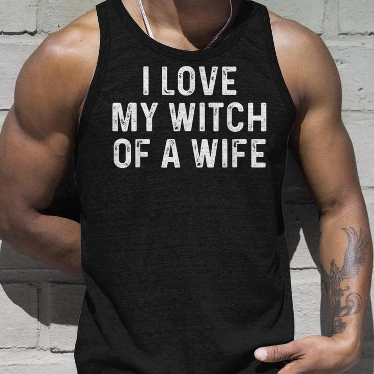 I Love My Witch Of A Wife | Funny Halloween Couples Unisex Tank Top Gifts for Him