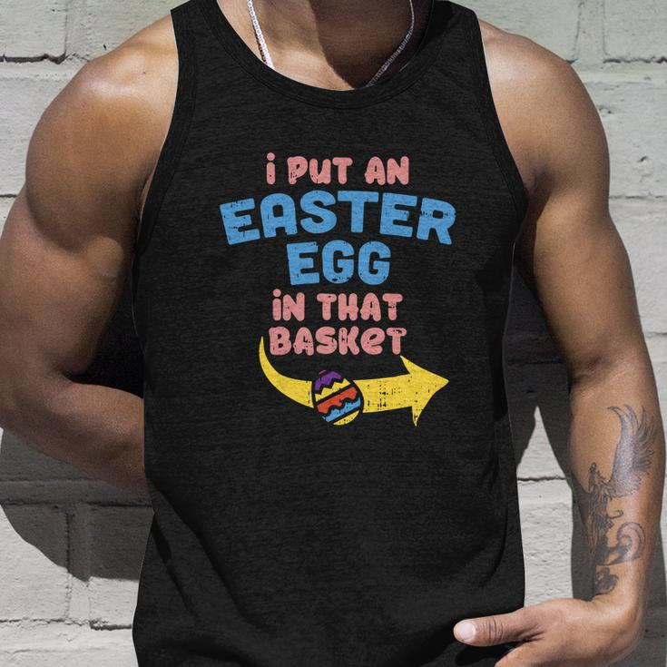 I Put Easter Egg In Basket Funny Pregnancy Announcement Dad Unisex Tank Top Gifts for Him