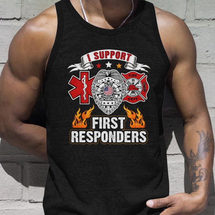 I Support First Responders Firefighter Nurse Police Officer Unisex Tank Top Gifts for Him