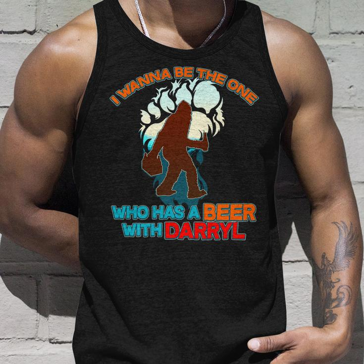 I Wanna Be The One Who Has A Beer With Darryl Funny Bigfoot Unisex Tank Top Gifts for Him