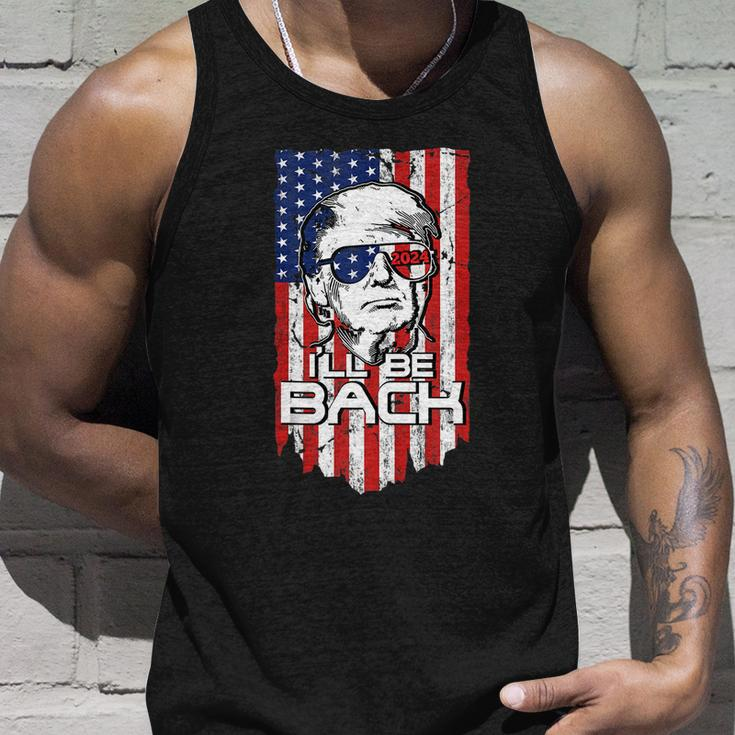 Ill Be Back Trump 2024 4Th Of July American Flag Patriotic Unisex Tank Top Gifts for Him