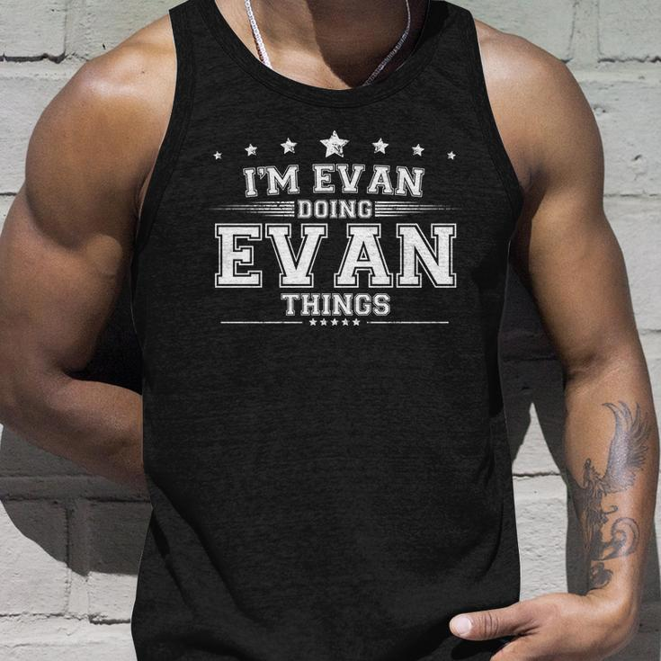 Im Evan Doing Evan Things Unisex Tank Top Gifts for Him