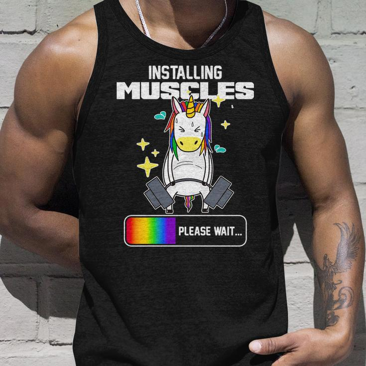 Installing Muscles Unicorn Lifting Unisex Tank Top Gifts for Him