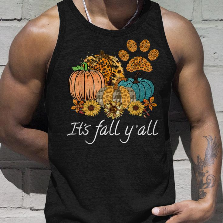 Its Fall Yall Leopard Pumpkin Autumn Dog Paw Halloween Unisex Tank Top Gifts for Him