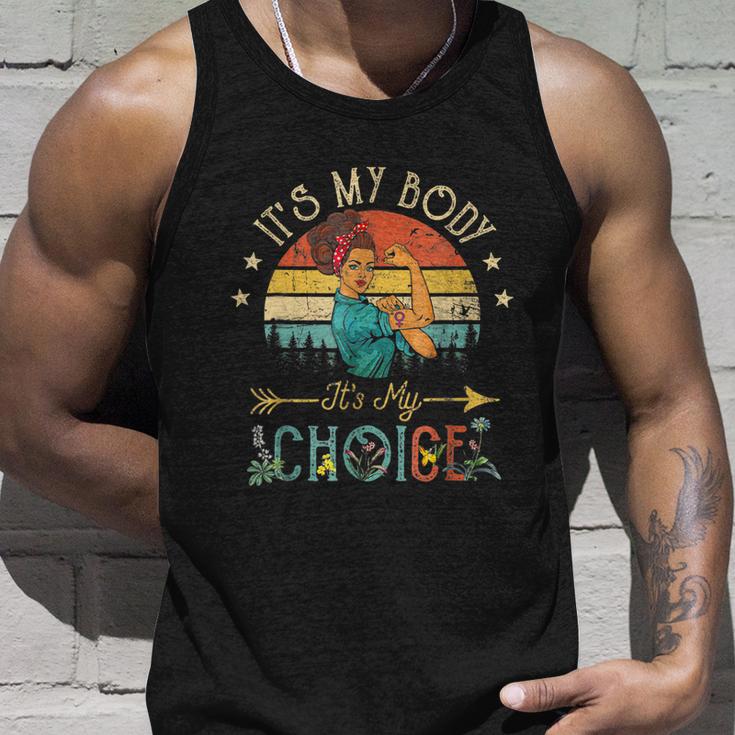 Its My Body Choice Feminist Womens Floral Feminist Retro Unisex Tank Top Gifts for Him