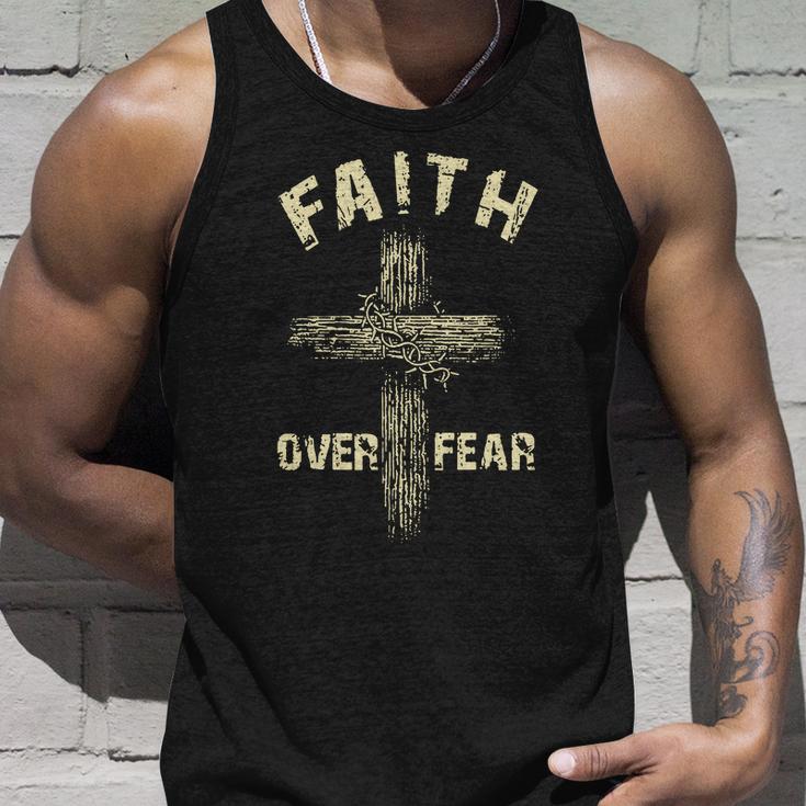 Jesus Christ Cross Faith Over Fear Tshirt Unisex Tank Top Gifts for Him