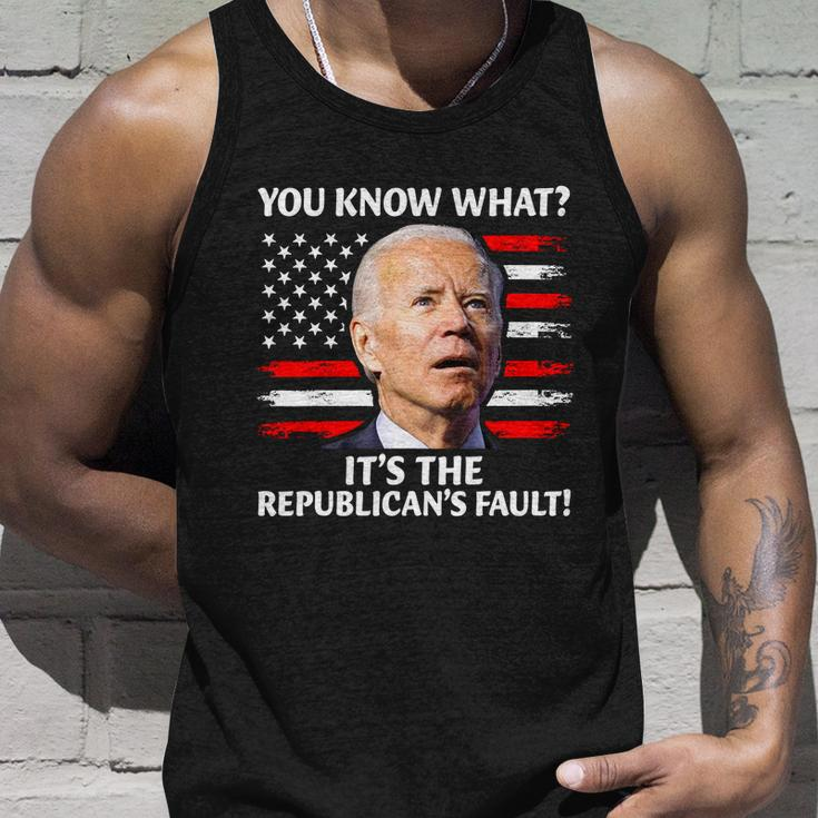 Joe Biden Falling Off Bike Its The Republicans Fault Unisex Tank Top Gifts for Him
