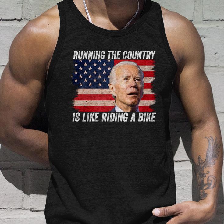 Joe Biden Falling Off His Bicycle Funny Biden Falls Off Bike V4 Unisex Tank Top Gifts for Him