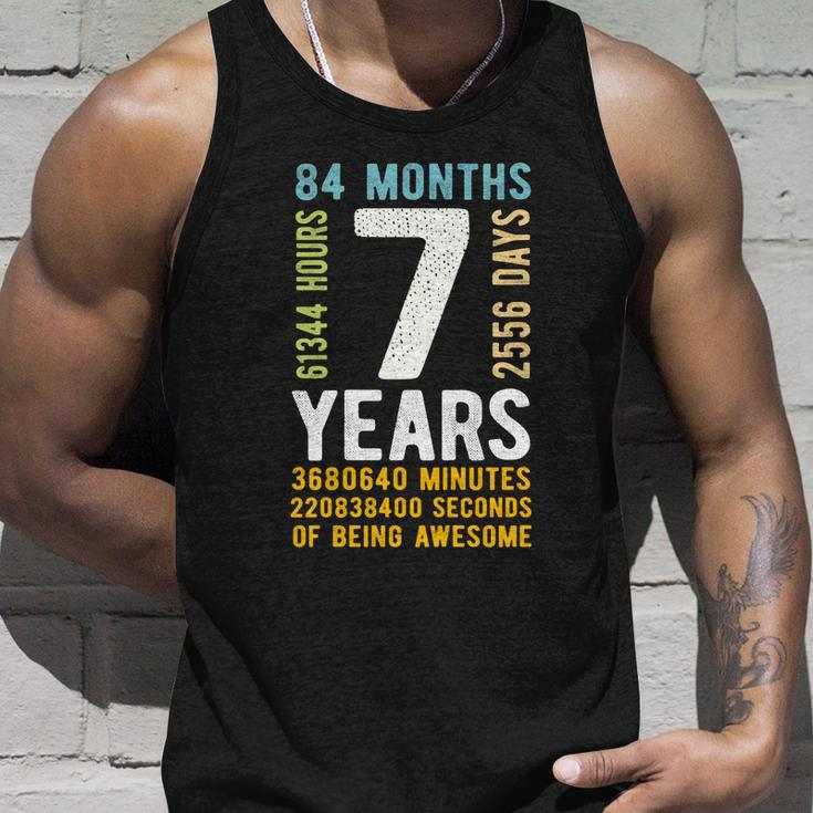 Kids 7Th Birthday Gift 7 Years Old Vintage Retro 84 Months Unisex Tank Top Gifts for Him