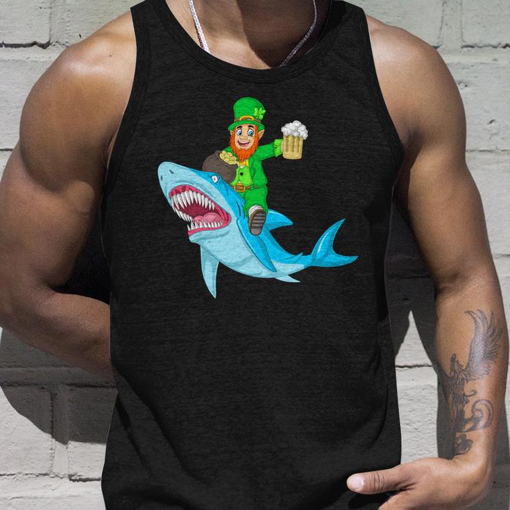 Leprechaun Riding Shark St Patricks Day Unisex Tank Top Gifts for Him