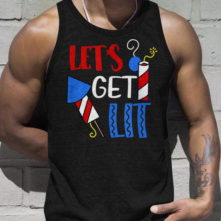 Lets Get Lit Fireworks Firecracker Funny Fourth 4Th Of July Unisex Tank Top Gifts for Him