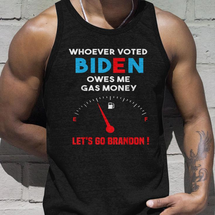 Lets Go Brandon Whoever Voted Biden Owes Me Gas Money Unisex Tank Top Gifts for Him