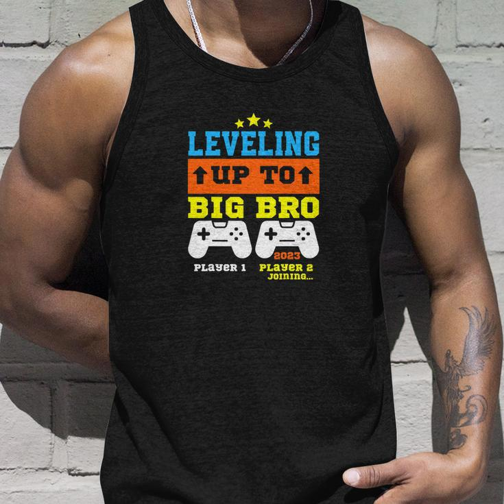 Leveling Up To Big Bro 2023 Pregnancy Announcement Funny Unisex Tank Top Gifts for Him