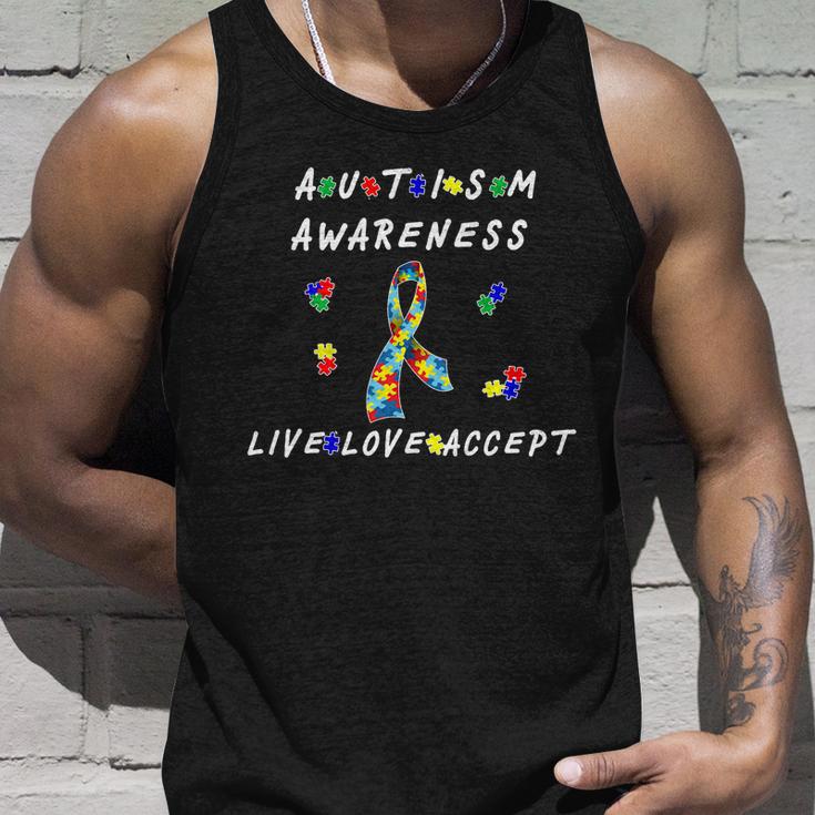 Live Love Accept Autism Puzzle Piece Ribbon Unisex Tank Top Gifts for Him