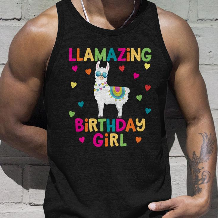 Llama Birthday Party Llamazing Gift Girl Rainbow Hearts Gift Unisex Tank Top Gifts for Him
