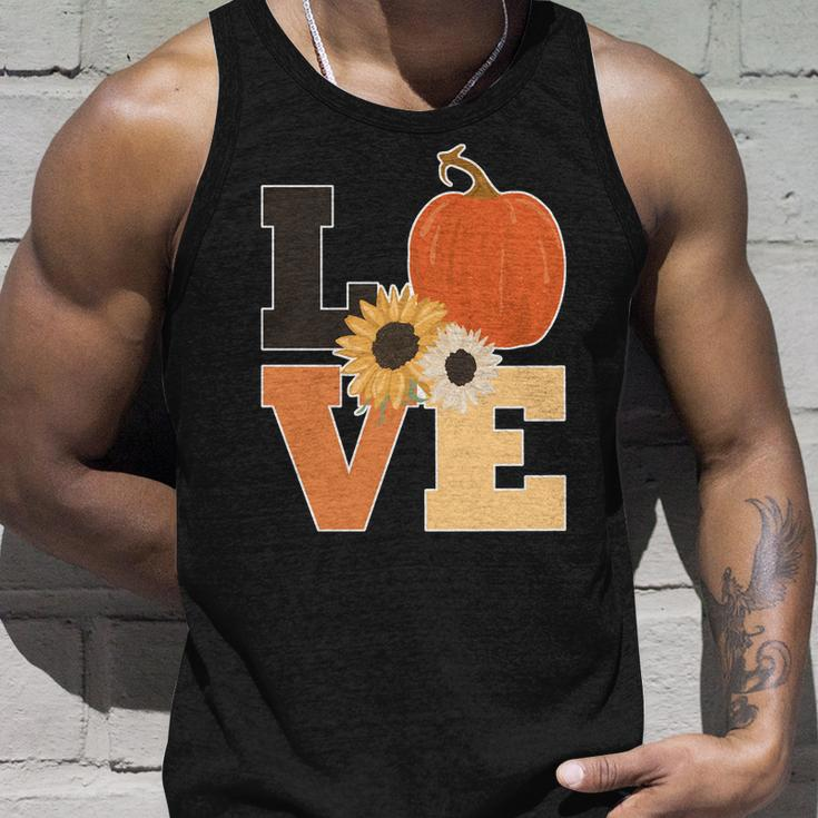 Love Autumn Floral Pumpkin Fall Season Graphic Design Printed Casual Daily Basic Unisex Tank Top Gifts for Him