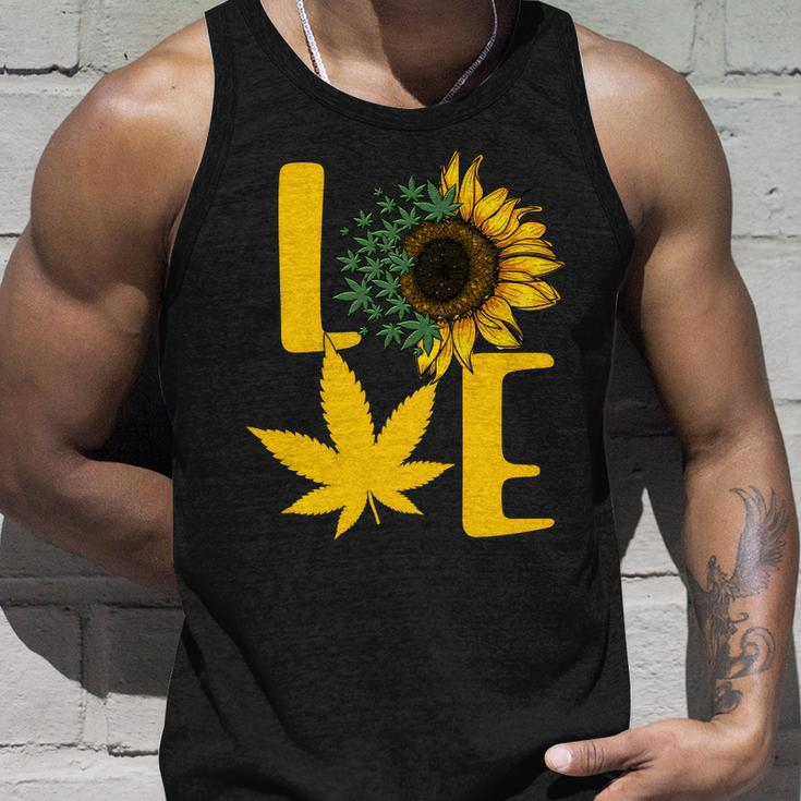 Love Cannabis Sunflower Unisex Tank Top Gifts for Him