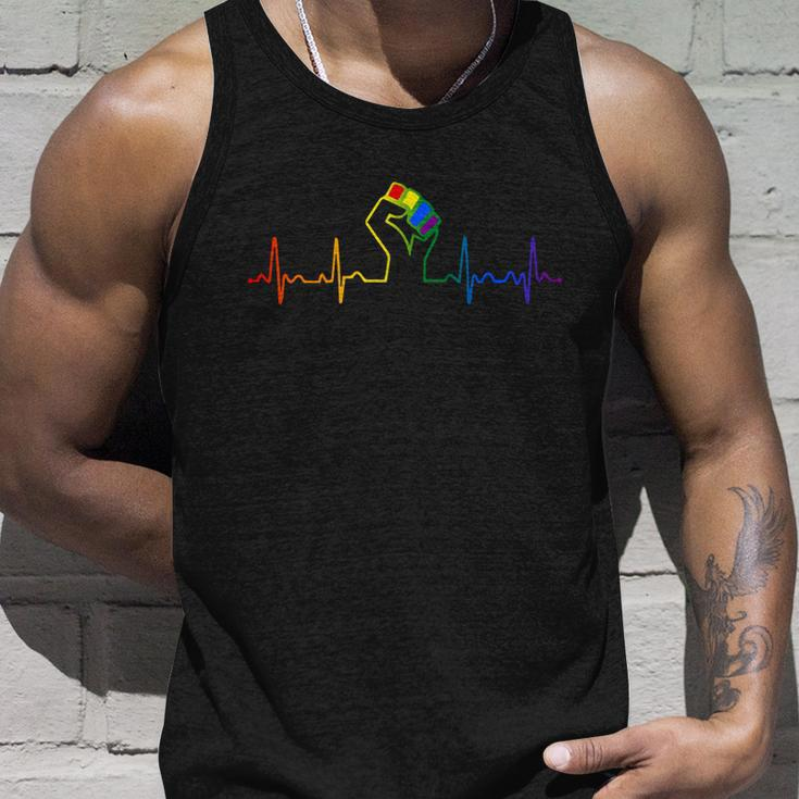 Lovely Lgbt Gay Pride Power Fist Heartbeat Lgbtq Lesbian Gay Meaningful Gift Unisex Tank Top Gifts for Him