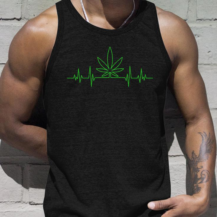 Marijuana Leaf Heartbeat Unisex Tank Top Gifts for Him
