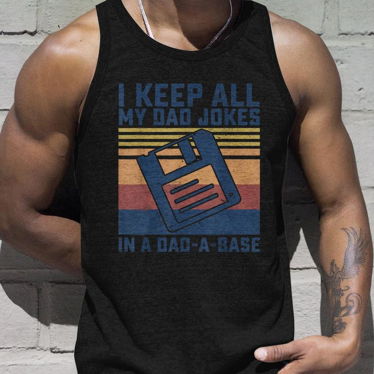 Mens I Keep All My Dad Jokes In A Dadabase Vintage Father Dad Unisex Tank Top Gifts for Him
