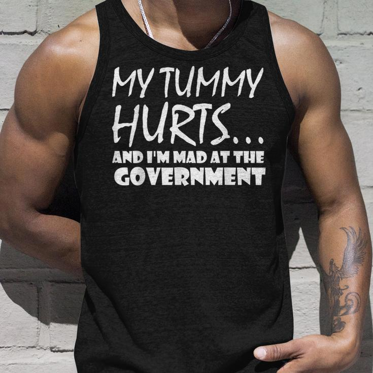 Mens My Tummy Hurts And Im Mad At Government Quote Funny Meme Unisex Tank Top Gifts for Him