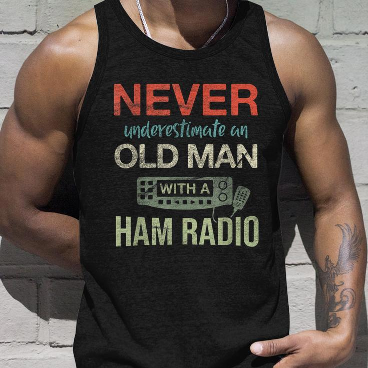 Mens Old Man With A Ham Radio Antenna Ham Radio Operator Unisex Tank Top Gifts for Him